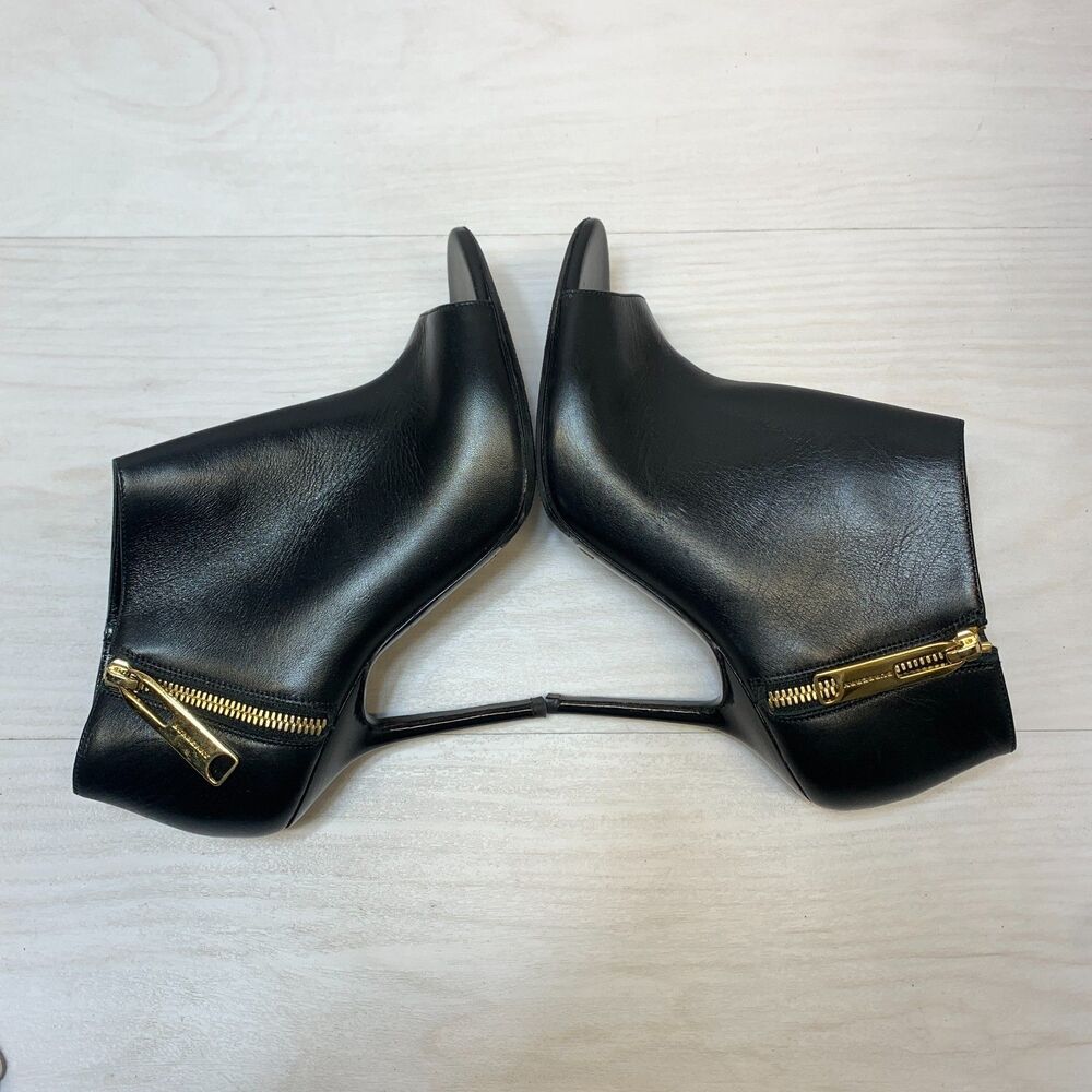 Burberry Ankle Boots Women's Size 8.5 Black Leather Peep Toe Stiletto Heels - Picture 2 of 13